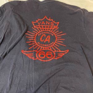 Vans custom original t shirts Large Navy Blue CA Authentic Route 66 Logo